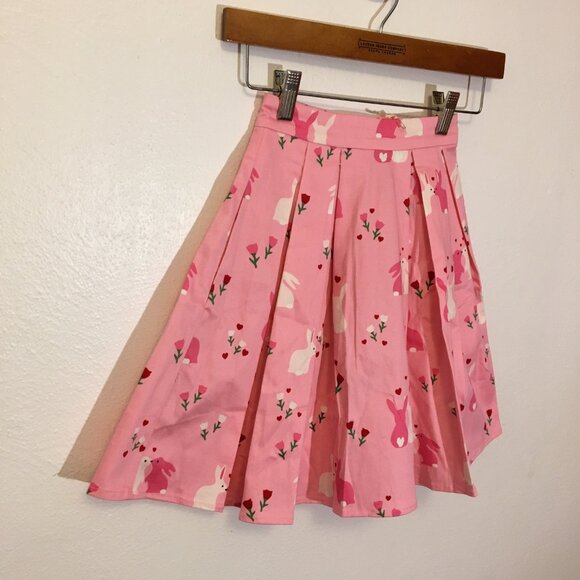 NWT Modcloth Collectif  Pink Mini Skirt Bunnies Skater Skirt (9) - Picture 5 of 13
